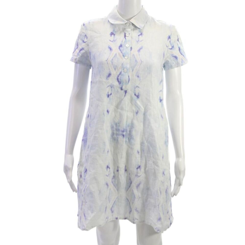 Amanda Johnson Studio Women Shirt Dress Tie Dye Linen Short Sleeve Size S